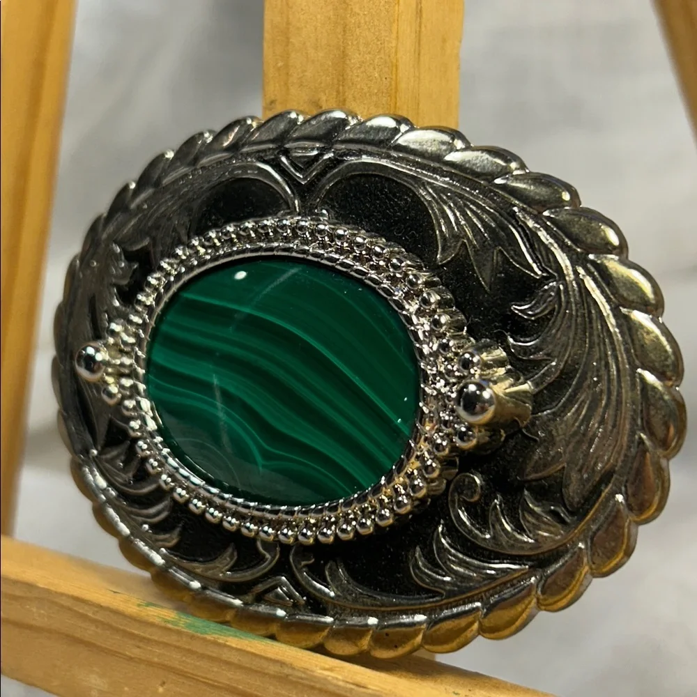 Vintage large Malachite belt buckle limited